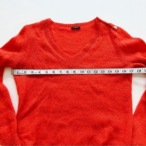 J. Crew Women Fall Season Orange Wynter Wool Mohair V-Neck Sweater Size XS - Picture 5 of 8